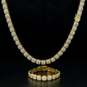 Collar de Cadena Cubana Hip Hop de Fábrica, Certificado Gra, con Moissanita de 11 mm de Ancho, Diseño Cuadrado Agrupado - Product Image 3