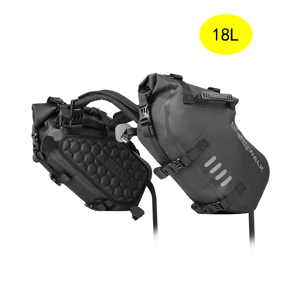 Rhinowalk 18L Rack less Pannier Saddle Soft Bags for Motorcycle Bike Outdoor Adventure Waterproof Side Motorbike Drypack