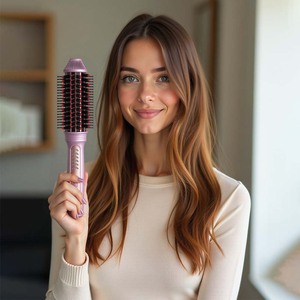 Plancha de Pelo Winningstar con Calentamiento PTC, Cepillo de Cerámica, Ajustes de Calor Regulables, Color Rosa, 50W, Cepillo Eléctrico para el Cabello - Product Image 2