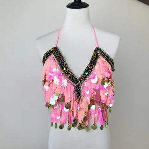 Sequin Halter <strong>Bra</strong> Top Salsa <strong>Belly</strong> <strong>Dance</strong> Boho Festival Clubbing <strong>Tribal</strong> <strong>Bra</strong> BH Top Lady Shiny Sequins <strong>Bra</strong> Top - Product Image 2