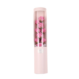 Nouveau design Savon de Noël fait main, bouquet de fleurs simulées en forme de seau dans un tube en papier rond <span class=keywords><strong>long</strong></span>, boîte de fleurs préservées - Product Image 6