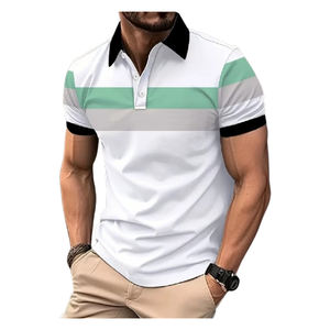 Polo à manches courtes de qualité supérieure pour hommes, tissu tricoté imprimé en coton doux, anti-rides, coupe parfaite, design classique - Product Image 1