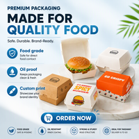 Boîte à hamburger en papier kraft avec doublure intérieure résistante à la graisse pour la vente à emporter, commande en gros prise en charge