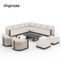 Ensemble de canapés d'extérieur de luxe en aluminium, modernes, imperméables, avec cordes, pour terrasse et cour