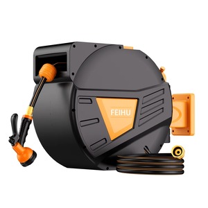 Устойчивая к УФ-лучам <span class=keywords><strong>5</strong></span>/<span class=keywords><strong>8</strong></span> дюймов, 75 футов, выдвижная катушка для садового шланга, автоматическая Настенная катушка для садового шланга - Product Image 1