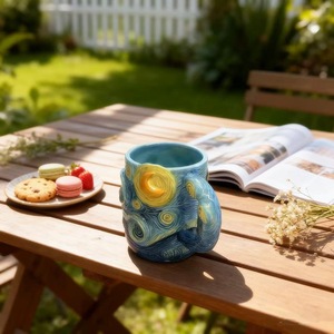 Nouveauté en vente chaude, tasse à café en résine avec des motifs d'étoiles de <span class=keywords><strong>Van</strong></span> <span class=keywords><strong>Gogh</strong></span>, décorations de bureau à domicile, cadeaux de vacances - Product Image 3