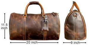 กระเป๋าดัฟเฟิลหนังสีน้ำตาลผสมผสานกันอย่างลงตัวของสไตล์ความทนทานและการใช้งานกระเป๋าหนังแท้คุณภาพระดับพรีเมียม - Product Image 3