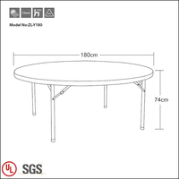 Grande table ronde pour 10-12 personnes, table pliante ronde de 1,8 m pour hôtel, banquet en plein air, table et chaises pour mariage