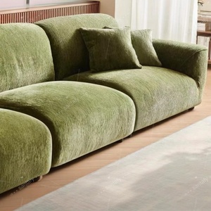 Ensemble de canapés en tissu chenille de style crème minimaliste français moderne, vente d'usine, pour salon d'hôtel simple, petit appartement, villa, salle de sport - Product Image 5
