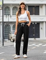 Pantalon de jogging pour femme en coton à taille élastiquée, coupe droite, avec poches, idéal pour le sport et la détente