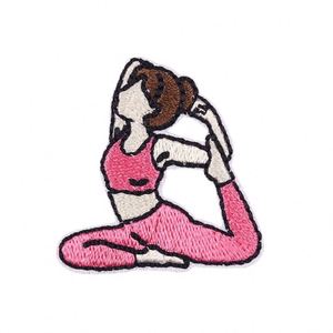 Patch brodé créatif thermocollant Série Rose Fille de Yoga de Dessin Animé pour la décoration artistique de chapeaux d'enfants - Product Image 5