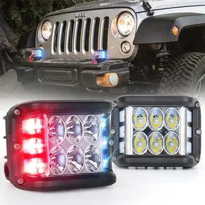 OVOVS Feux LED tout-terrain de 4 pouces avec fonction double côté solide/stroboscopique, feux LED latéraux pour camion à charrue, VTT, UTV, SUV 4x4 - Product Image 1