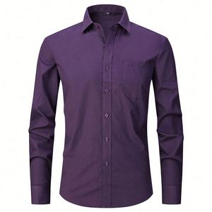 Design High Quality Polyester Buttons Shirt Fashion Long Sleeve Customized Wholesale L00 % Cotton Leisure Leather - Product Image 3