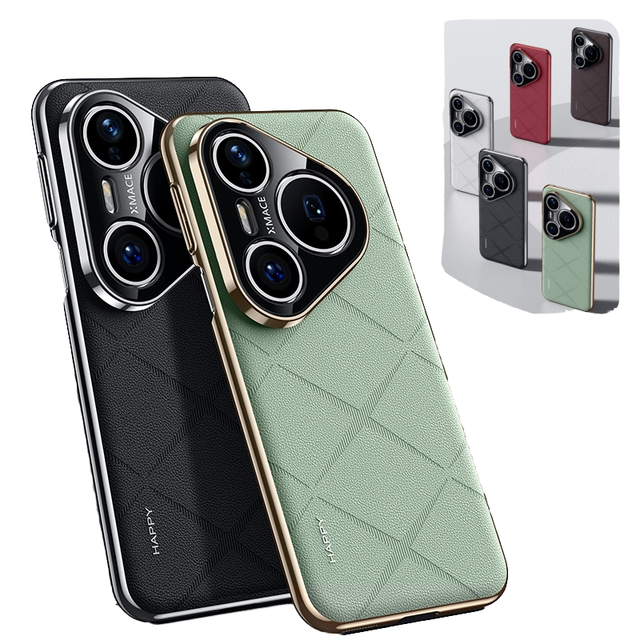 Luxury Plating PU Leather Shockproof Camera Lens Protection Mobile Phone Case for Pura 80 70 Ultra / Pro+ / Pro / 80 70