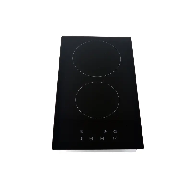 12 Inch 2 Burner Electric Knobs Cooktop With Ceramic Glass Surface And Push-to-turn Knob Control 240 Volts