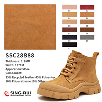 Vente en gros de cuir de vachette véritable écologique Matériau en cuir PU artificiel floqué tissu en cuir recyclé pour chaussure