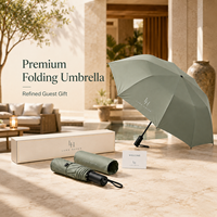 Parapluie pliant en trois sections de 23 pouces, ouverture et fermeture automatiques, 8 baleines en fibre de verre, imperméable, idéal pour l'hôtellerie