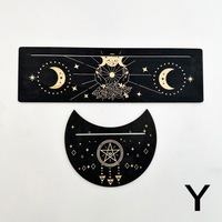 Support de cartes de tarot en bois, base rectangulaire en forme de lune, double design, outil de divination pour la décoration de la salle des sorcières