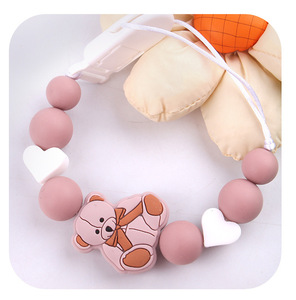 Kaiyue Offres Spéciales sans BPA perles en silicone de qualité alimentaire chaîne de sucette pour bébé porte-sucette factice pince à chaîne anti-chute - Product Image 5