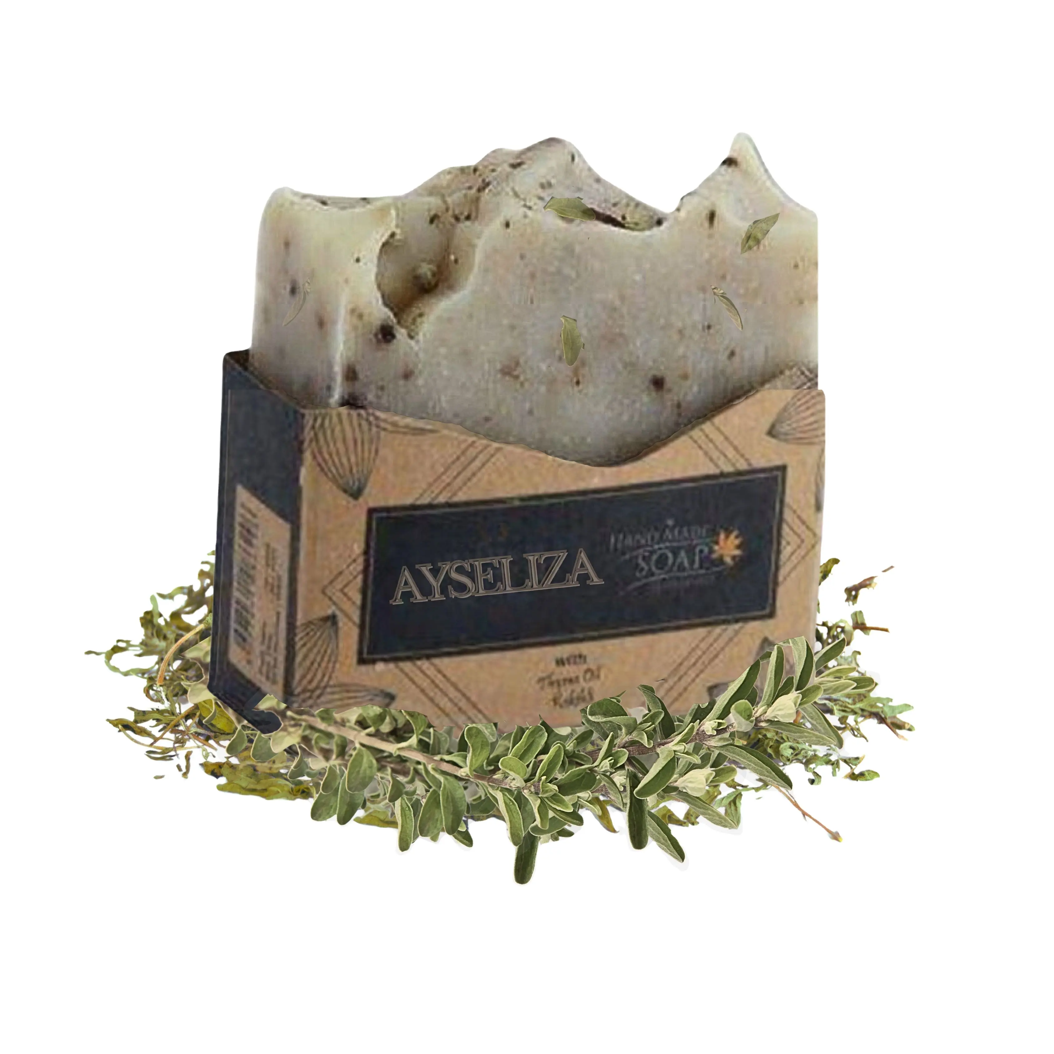 Jabones orgánicos naturales con aroma a tomillo Ayseliza diseñados a partir de artesanos turcos, suministros de baño a base de jabón para la colada, jabón hecho a mano para ducha
