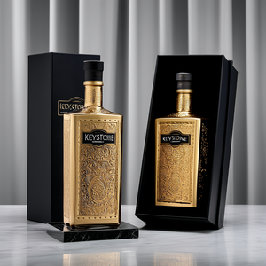 Bouteille de whisky, de <span class=keywords><strong>vodka</strong></span> et de liqueur en verre plat de haute qualité avec estampage doré et impression sur surface, qualité supérieure, 375 ml-1000 ml - Product Image 2