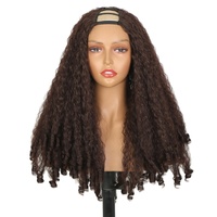 Perruques mi-longues noires et volumineuses pour femmes, avec boucles spirales Yaki, à clipser, pour un volume accru - OEM transfrontalier
