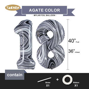 بالونات رقائقية سوداء كبيرة الحجم من ياتشن مقاس 40 بوصة، بالونات هيليوم عملاقة على شكل أرقام لتزيين حفلات أعياد الميلاد ورأس السنة الجديدة للأولاد والبنات - Product Image 2