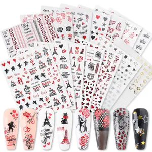 Misto all LOVE designs adesivo cuore labbra bacio torre Eiffel 3d nail art decalcomania adesivo per san valentino