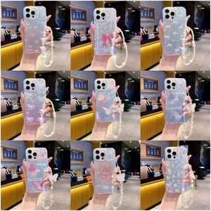 Coque de téléphone style INS avec design IMD en stock pour iPhone 17 Air, motif papillon, compatible iPhone 16 15 14 13 12 11 Pro Max avec bracelet - Product Image 2