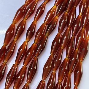 Arroz de cono puntiagudo de ágata de Calcedonia roja de 8X25MM para joyería de moda y extravagante Aproximadamente: 380mm/STR - Product Image 3