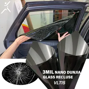 Затеняющая пленка для окон автомобиля, 3mil нано-керамическая Защитная взрывобезопасная пленка для лобового стекла с защитой от ультрафиолета UV 99% vlt15, черная пленка для окон на солнечных батареях