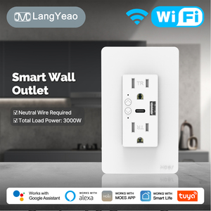 Langyeao ไวไฟสมาร์ทวอลล์2ช่อง USB Type-C, 3000W ล็อคไฟฟ้าของเด็กทำงานร่วมกับ Alexa Google Home UL94 <span class=keywords><strong>V</strong></span>-0 - Product Image 1