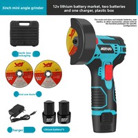 Mini-meuleuse d'angle sans fil 12V 3 pouces, moteur à balais, batterie au lithium, avec 2 batteries et chargeur pour la découpe et le polissage