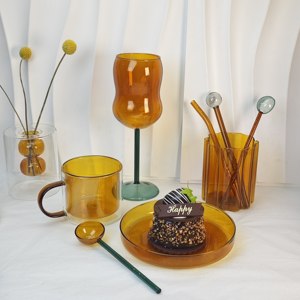 Hot Sale Weddings Colored Wine Stem <strong>Glasses</strong> <strong>Amber</strong> <strong>Glass</strong> Wine Champagne <strong>Cup</strong> - Product Image 6