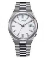 Montre à quartz pour homme 41,5 mm avec verre saphir, acier inoxydable, affichage de la date, aiguilles lumineuses, 5 ATM, montre de style professionnel