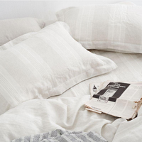 Parure de lit en lin jacquard qrd à rayures, style occidental, en lin, housse de couette pour lit Double, Queen size