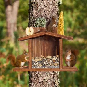 Çevre dostu Modern ahşap sincap besleyici asılı tohum kafes küçük açık hayvanlar için bahçe dekorasyon gıda konteyner ahşap - Product Image 2