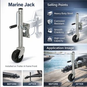 Cric de <span class=keywords><strong>remorque</strong></span> marine 1000 lb avec roue de 6 po, déplacement de 10 po, poignée latérale zinguée, <span class=keywords><strong>anneau</strong></span> de serrage rond, cric pivotant pour <span class=keywords><strong>remorque</strong></span> de bateau - Product Image 3