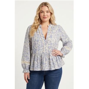Women's Vintage Floral Print Chiffon Blouse with <b>Lace</b> Trim Balloon <b>Sleeves</b> V-Neck Loose Fit Spring/Summer Top - Product Image 4