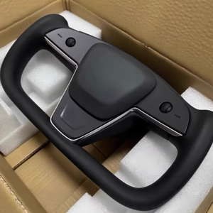 Volante con mango de yugo deportivo de cuero negro mejorado para Tesla Model 3 y X 2020-2023 con calefacción sin puntadas - Product Image 2