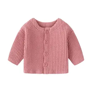 Suéter de punto para bebé, cárdigan, top, suéter de punto para niño, abrigo, ropa de algodón suave para niños, prendas de punto de manga larga con cuello redondo