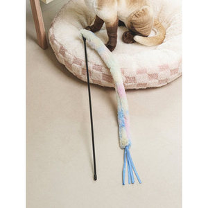 Blue Cat Teaser Toy Canne à pêche écologique en plumes et en tissu pour chats ludiques Cartoona Style Pet Toys - Product Image 1