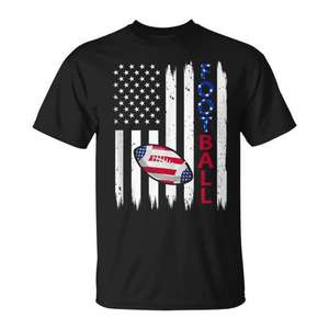 Camiseta patriótica de fútbol americano con bandera de Estados Unidos para hombre, color negro, talla grande - Product Image 1