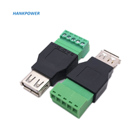 USB2.0 laki-laki atau perempuan untuk 5Pin hijau Terminal sekrup adaptor konverter konektor USB 5P adaptor