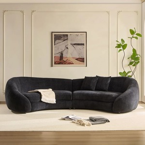 Sofá Seccional Curvo en Oferta, Superficie Tapizada en Terciopelo, Diseño Afelpado, Muebles Modernos para Sala de Estar - Product Image 4