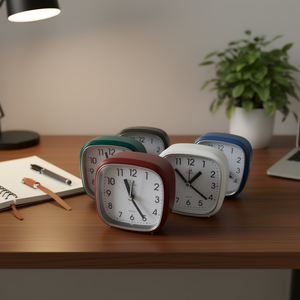 Desk <b>Clock</b> Silent Alarm <b>Clock</b> Square Design Multiple Colors For Home Office Use - Product Image 3