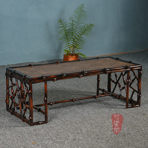 Retro Chinese <b>Bamboo</b> Coffee <b>Table</b> Rattan Top Handmade Antique Style Tea Room Furniture - Product Image 1