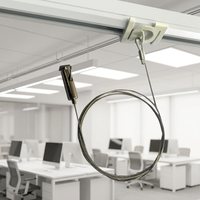 Clip de suspension en acier inoxydable M6 blanc oblong en forme de T pour câble métallique, système de gestion des câbles pour éclairage de plafond suspendu et plafond suspendu