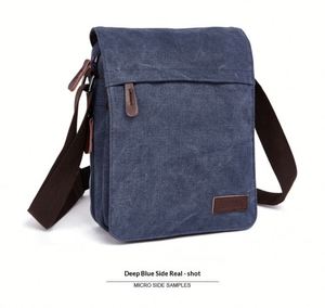 Vintage British Canvas Satchel Messenger Bag Men Crossbody High Quality Zipper Closure Waterproof <b>Button</b> Business Travel - Product Image 3