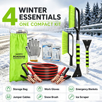 Kit d'urgence pour la conduite hivernale, kit d'urgence routière avec câbles de démarrage, brosse à neige et grattoir à glace, couverture d'urgence